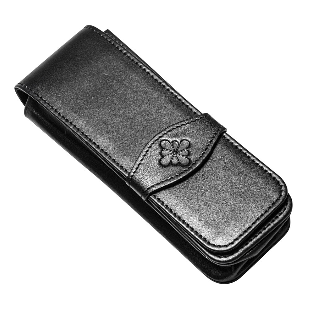 Étui pour 3 Stylos en Cuir "Logo Fleur" Noir Diplomat