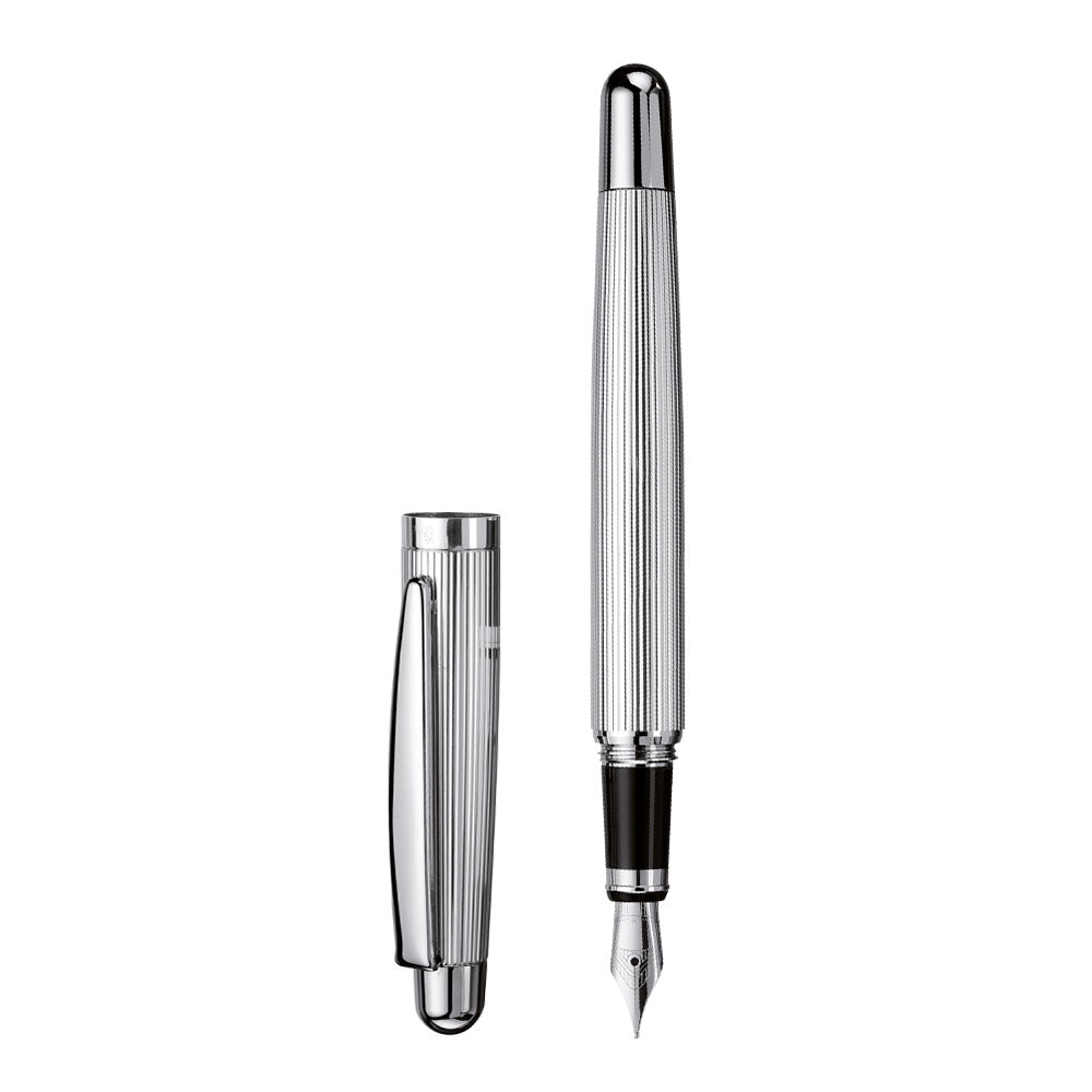 Stylo-Plume Design 02 Argent Platine Guilloché F Otto Hutt