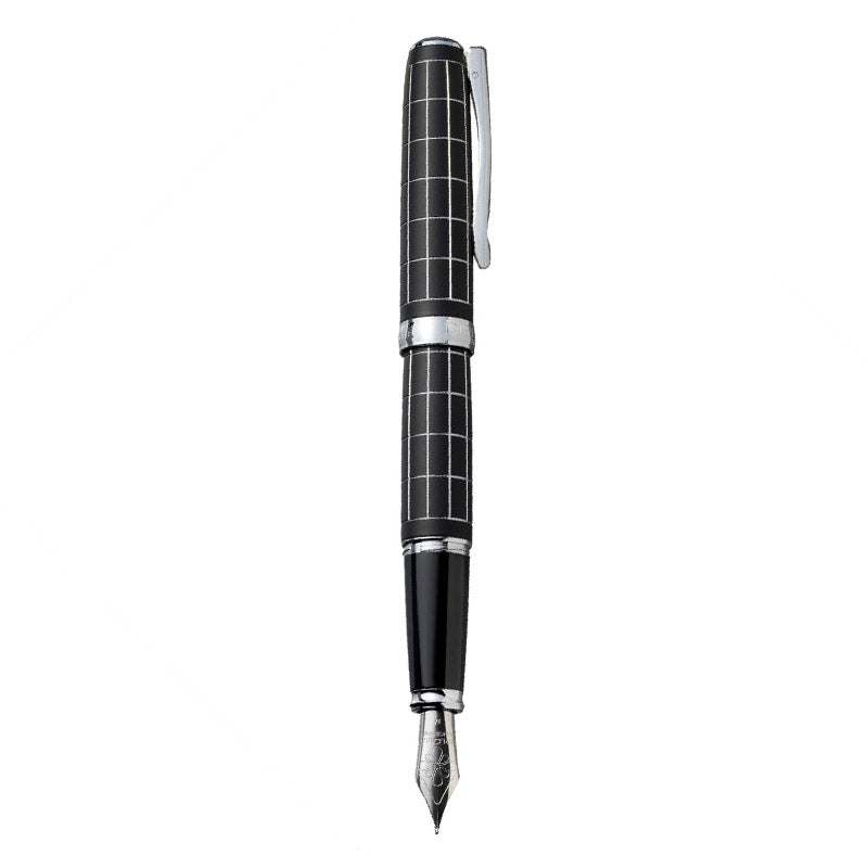 Stylo-Plume Excellence A Plus Rhomb Guilloché Lapis Noir/Chrome Diplomat