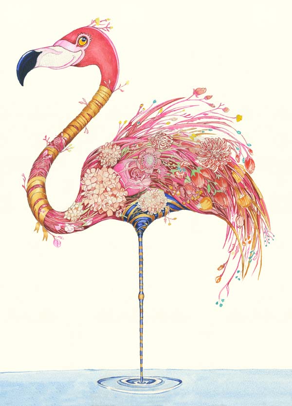 Carte de Voeux Flamant Rose The DM Collection