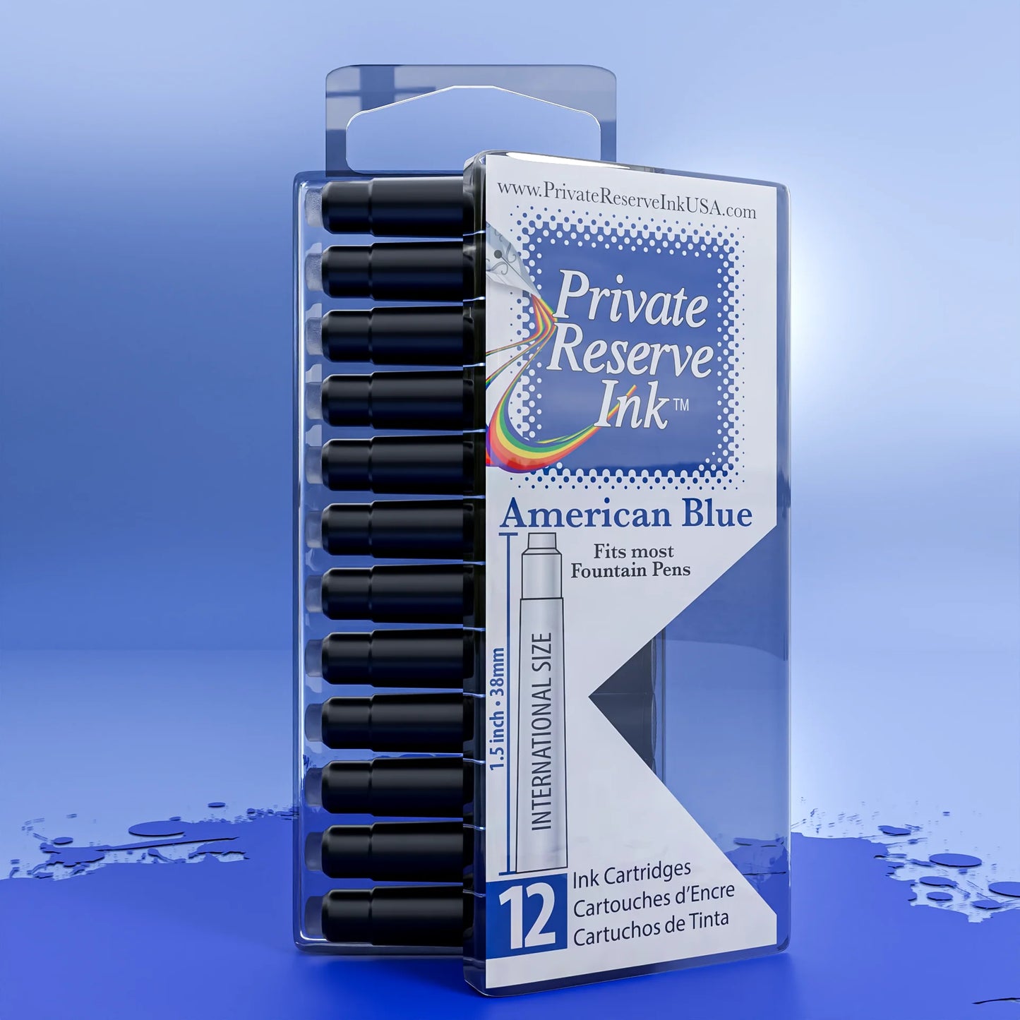 12 Cartouches pour Stylo-Plume American Blue Private Reserve Ink