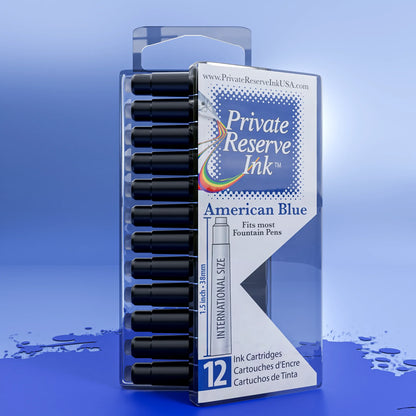 12 Cartouches pour Stylo-Plume American Blue Private Reserve Ink