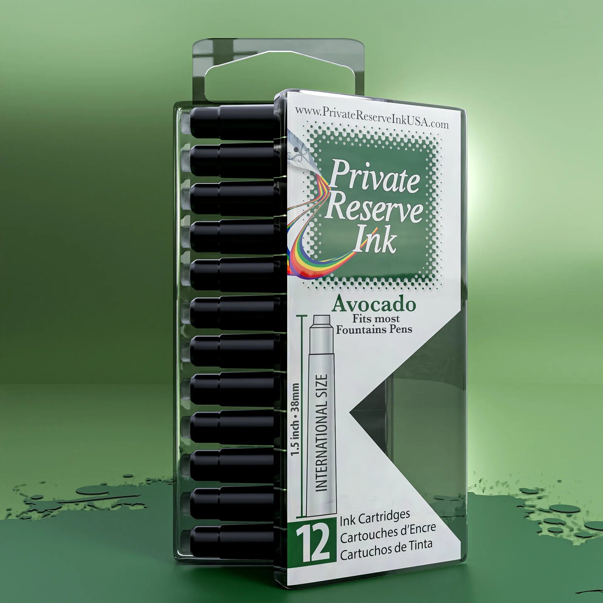 12 Cartouches pour Stylo-Plume Avocado Private Reserve Ink