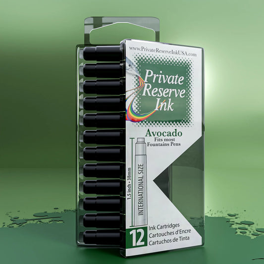 12 Cartouches pour Stylo-Plume Avocado Private Reserve Ink