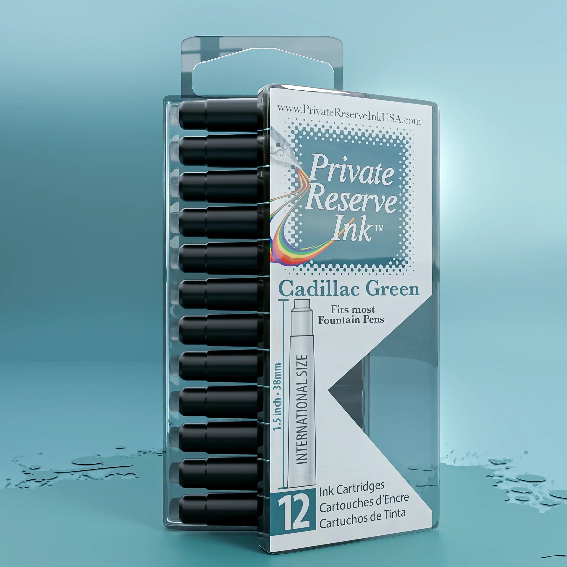 12 Cartouches pour Stylo-Plume Cadillac Green Private Reserve Ink