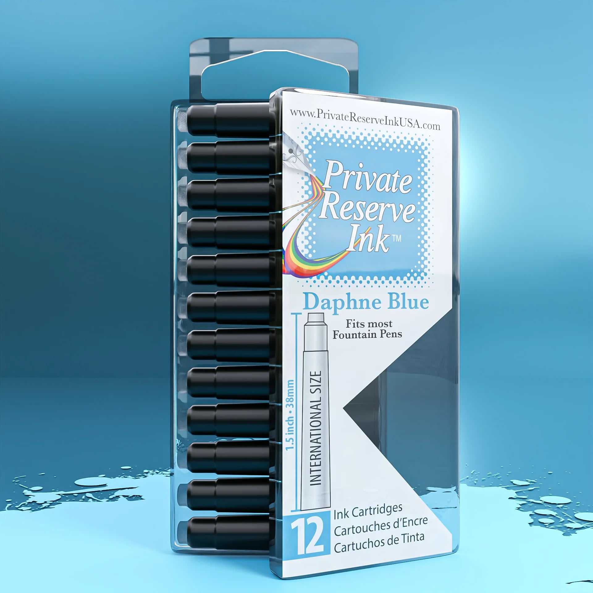 12 Cartouches pour Stylo-Plume Daphne Blue Private Reserve Ink
