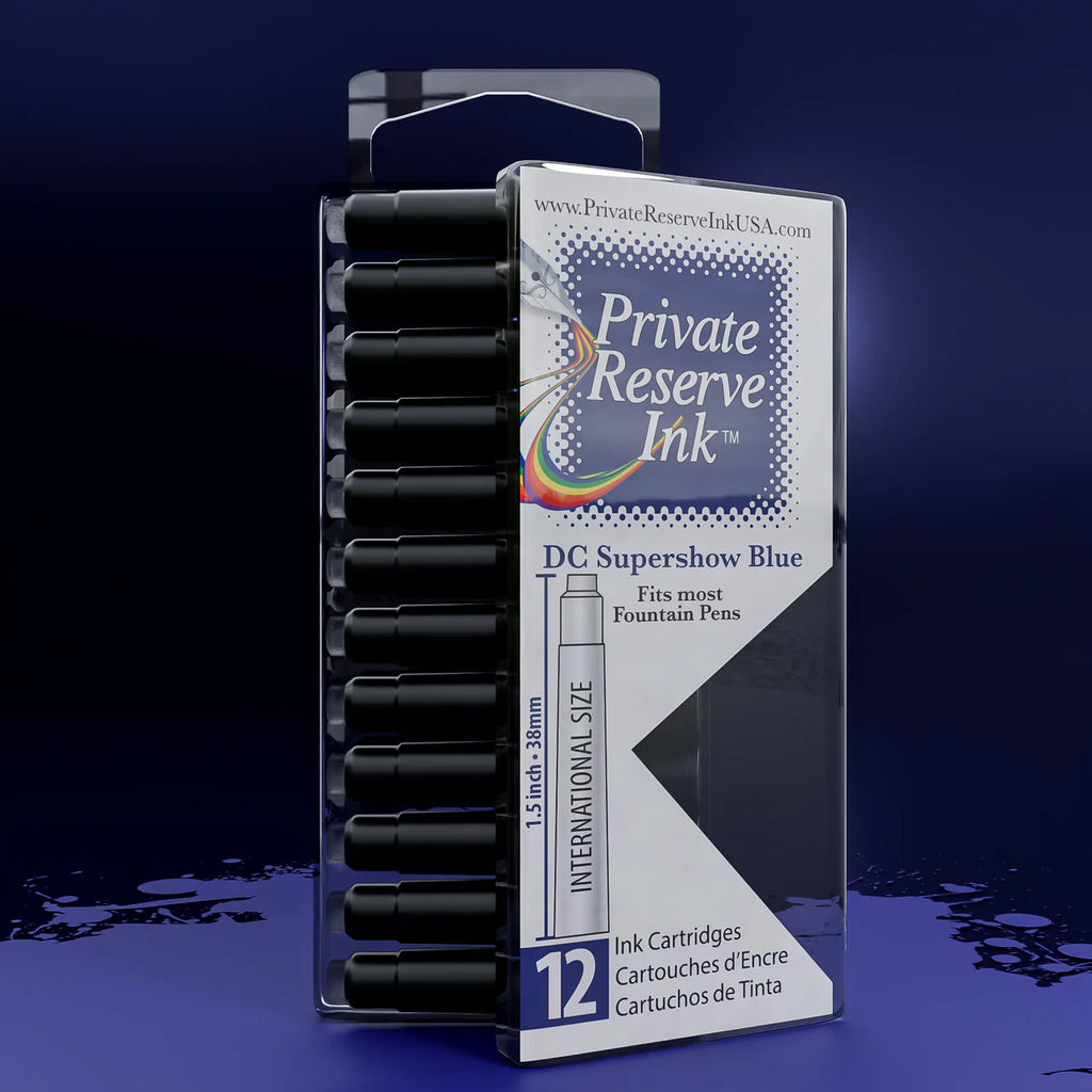12 Cartouches pour Stylo-Plume DC Supershow Blue Private Reserve Ink