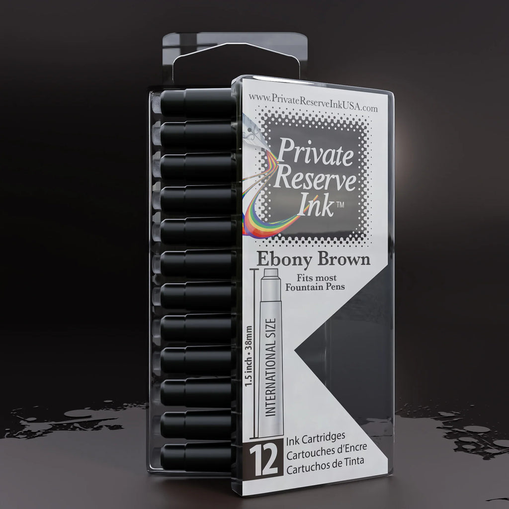 12 Cartouches pour Stylo-Plume Ebony Brown Private Reserve Ink