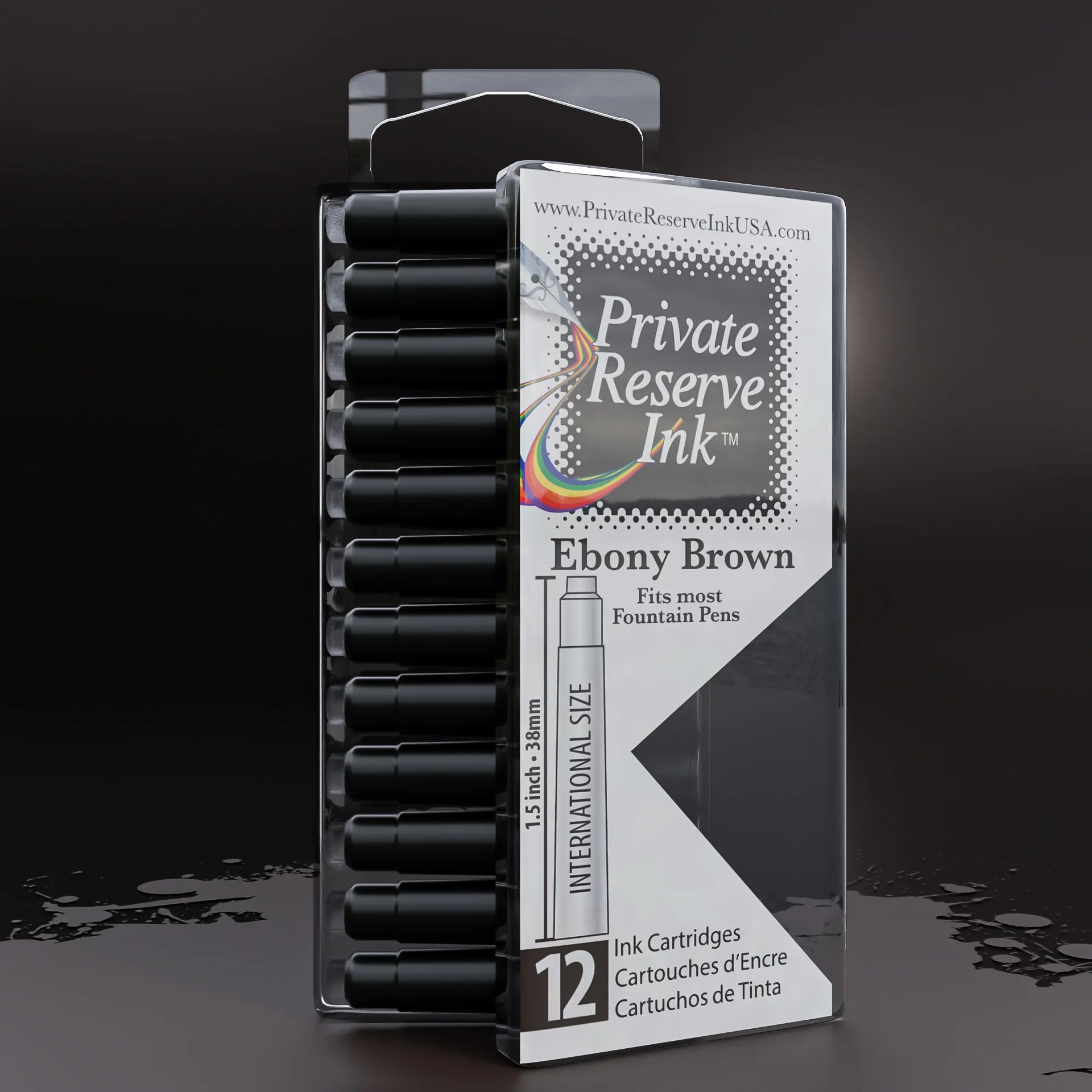 12 Cartouches pour Stylo-Plume Ebony Brown Private Reserve Ink