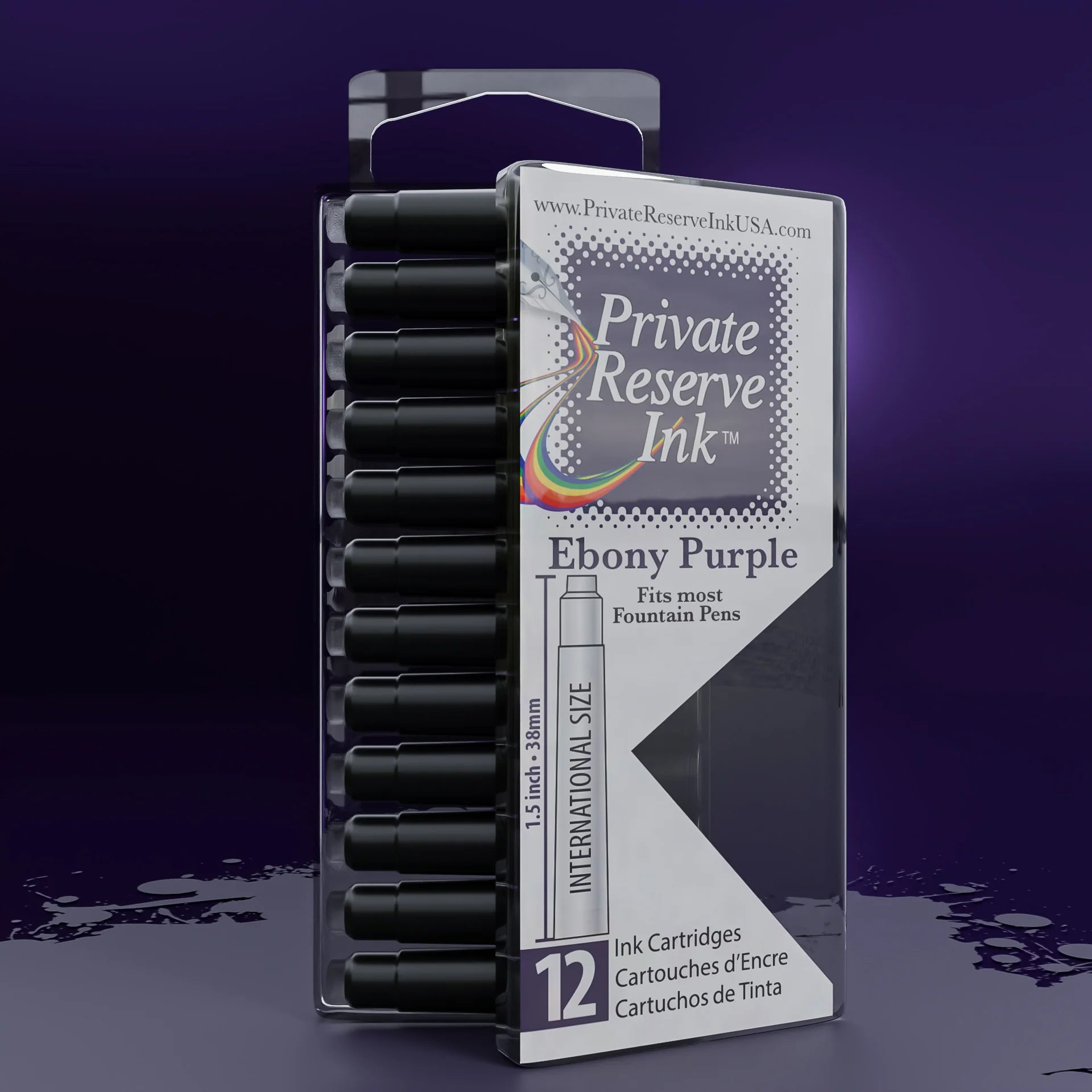 12 Cartouches pour Stylo-Plume Ebony Purple Private Reserve Ink
