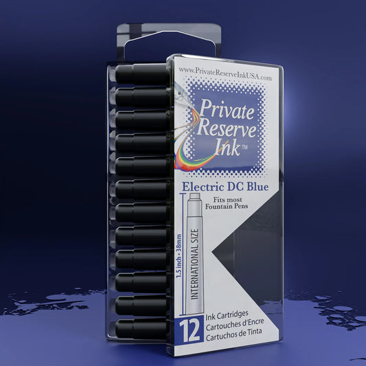 12 Cartouches pour Stylo-Plume Electric DC Blue Private Reserve Ink