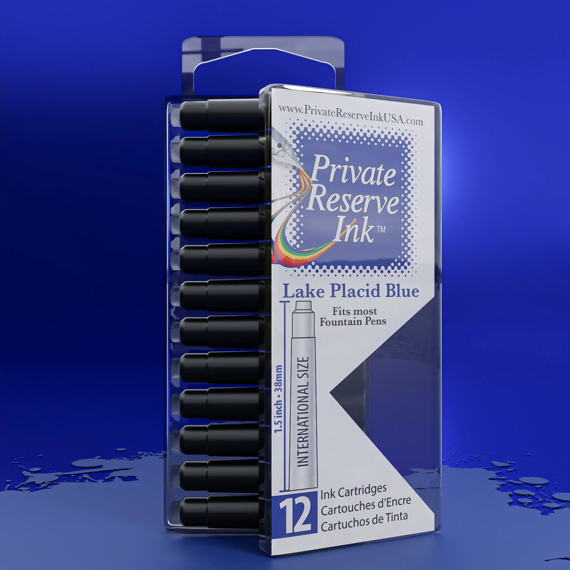 12 Cartouches pour Stylo-Plume Lake Placid Blue Private Reserve Ink