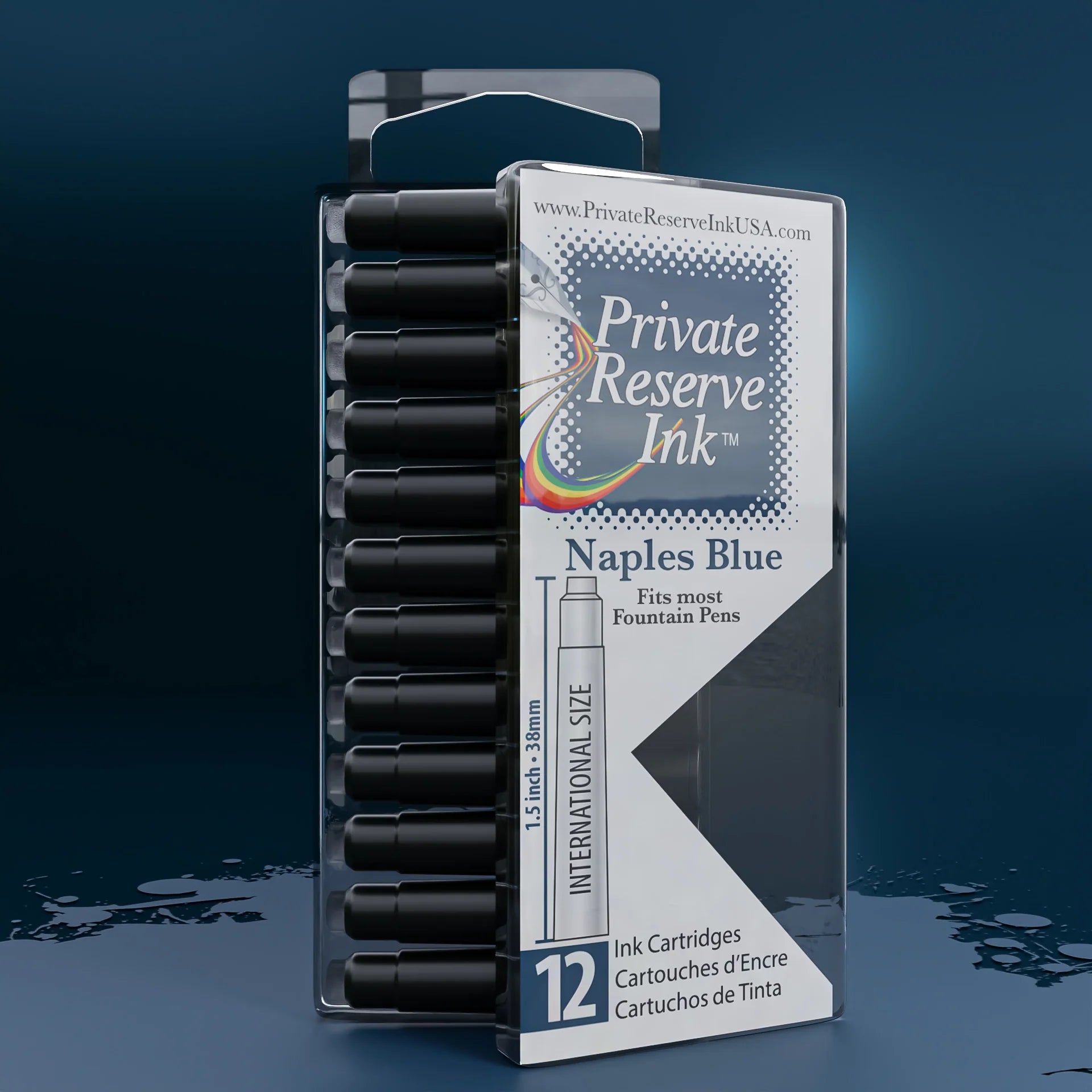 12 Cartouches pour Stylo-Plume Naples Blue Private Reserve Ink