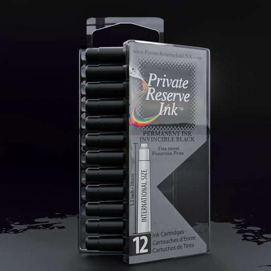 12 Cartouches pour Stylo-Plume Invincible Black Private Reserve Ink