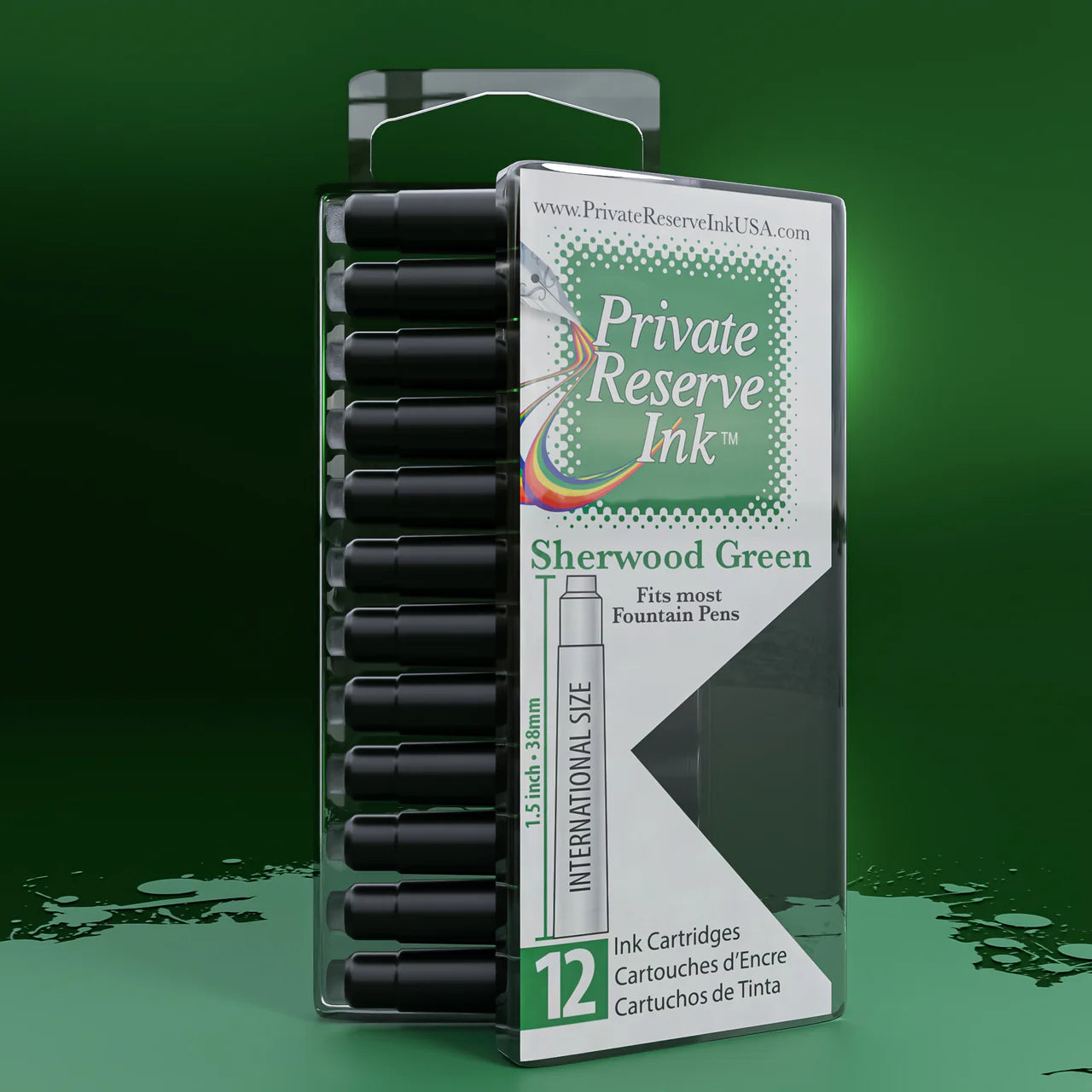12 Cartouches pour Stylo-Plume Sherwood Green Private Reserve Ink