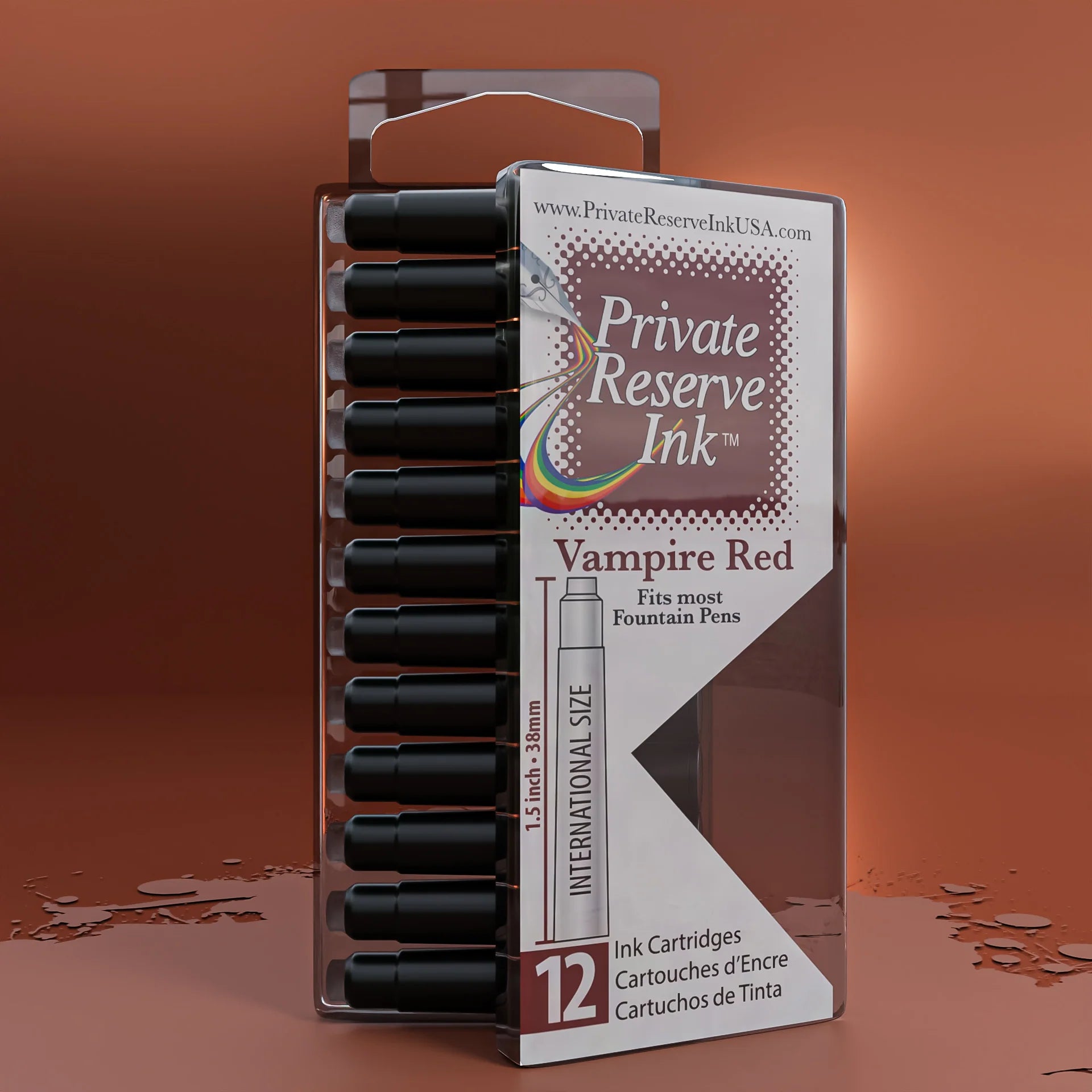 12 Cartouches pour Stylo-Plume Vampire Red Private Reserve Ink