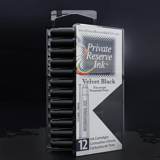 12 Cartouches pour Stylo-Plume Velvet Black Private Reserve Ink