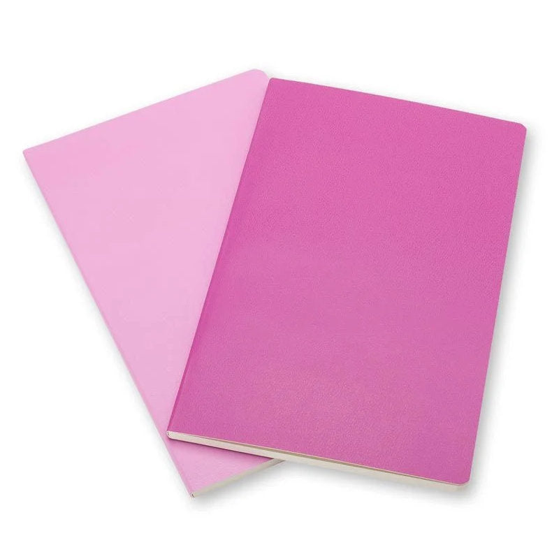2 Cahiers Volant Grand Format Pages Blanches Rose et Magenta Moleskine