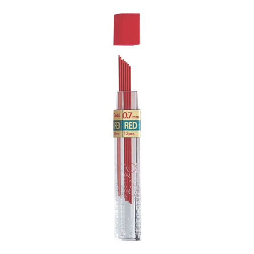 Pentel Étui de 12 Mines 0.7 mm Rouge