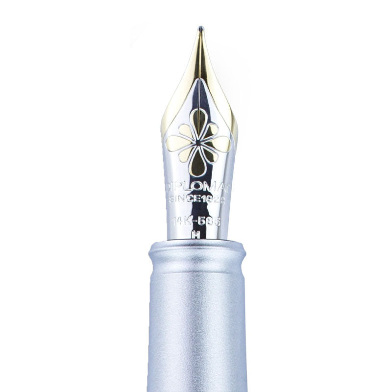 Bloc-Plume Aero avec Manchon Argent Mat et Plume 14 Carats Diplomat