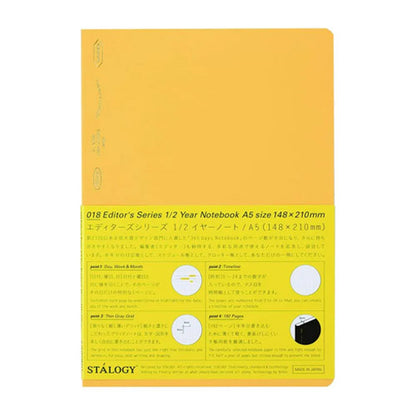 Carnet A5 à Pointillé 1/2 Année Jaune Stalogy