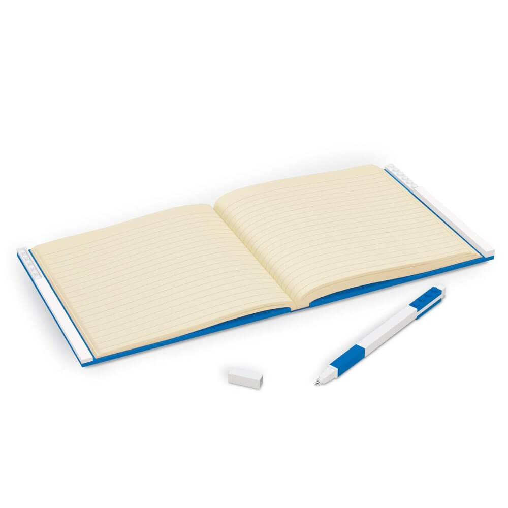 Carnet Carré Bleu à Fermeture avec Stylo Gel LEGO