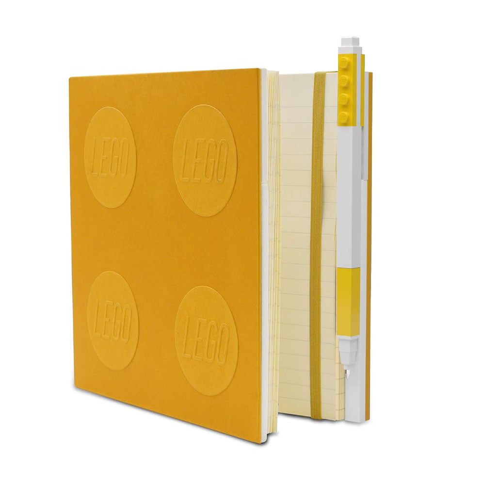 Carnet Carré Jaune à Fermeture avec Stylo Gel LEGO