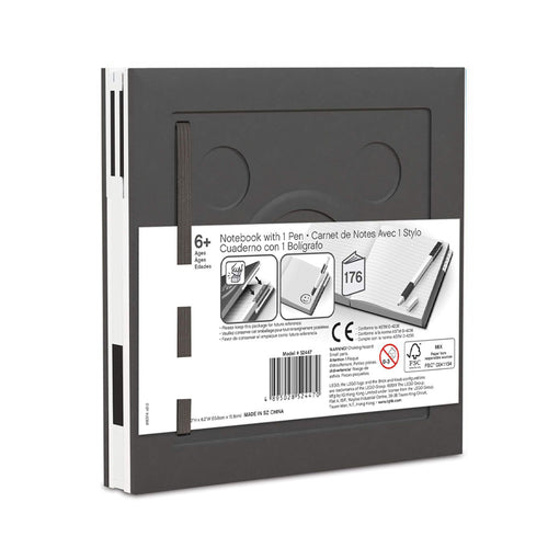 Carnet Carré Noir à Fermeture avec Stylo Gel LEGO