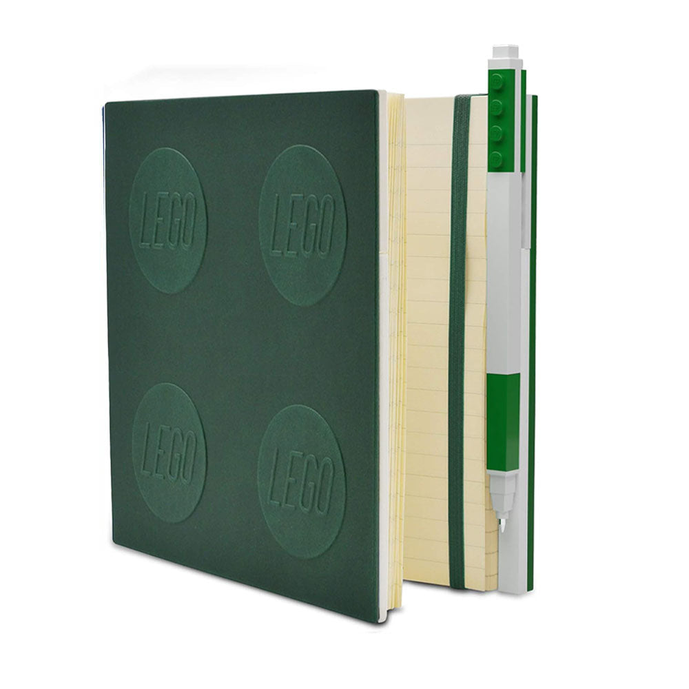 Carnet Carré Vert à Fermeture avec Stylo Gel LEGO