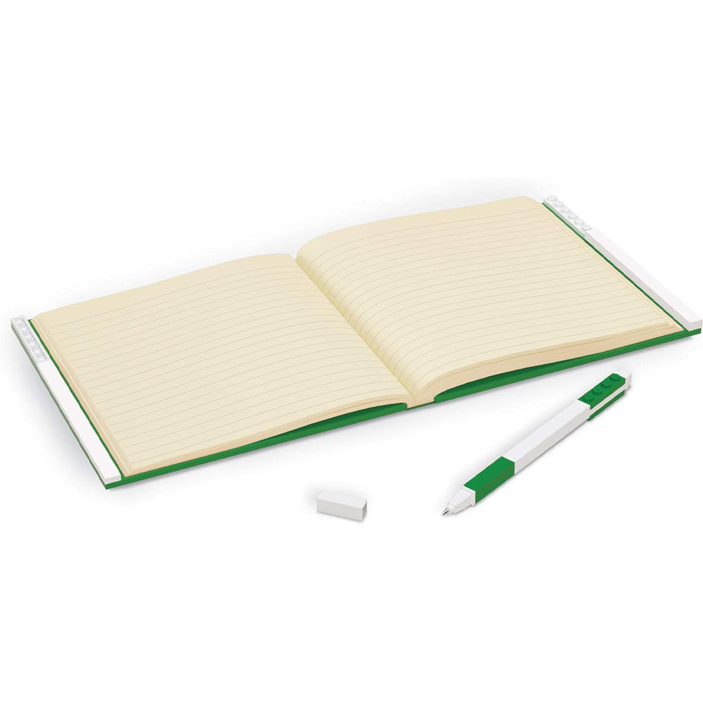 Carnet Carré Vert à Fermeture avec Stylo Gel LEGO