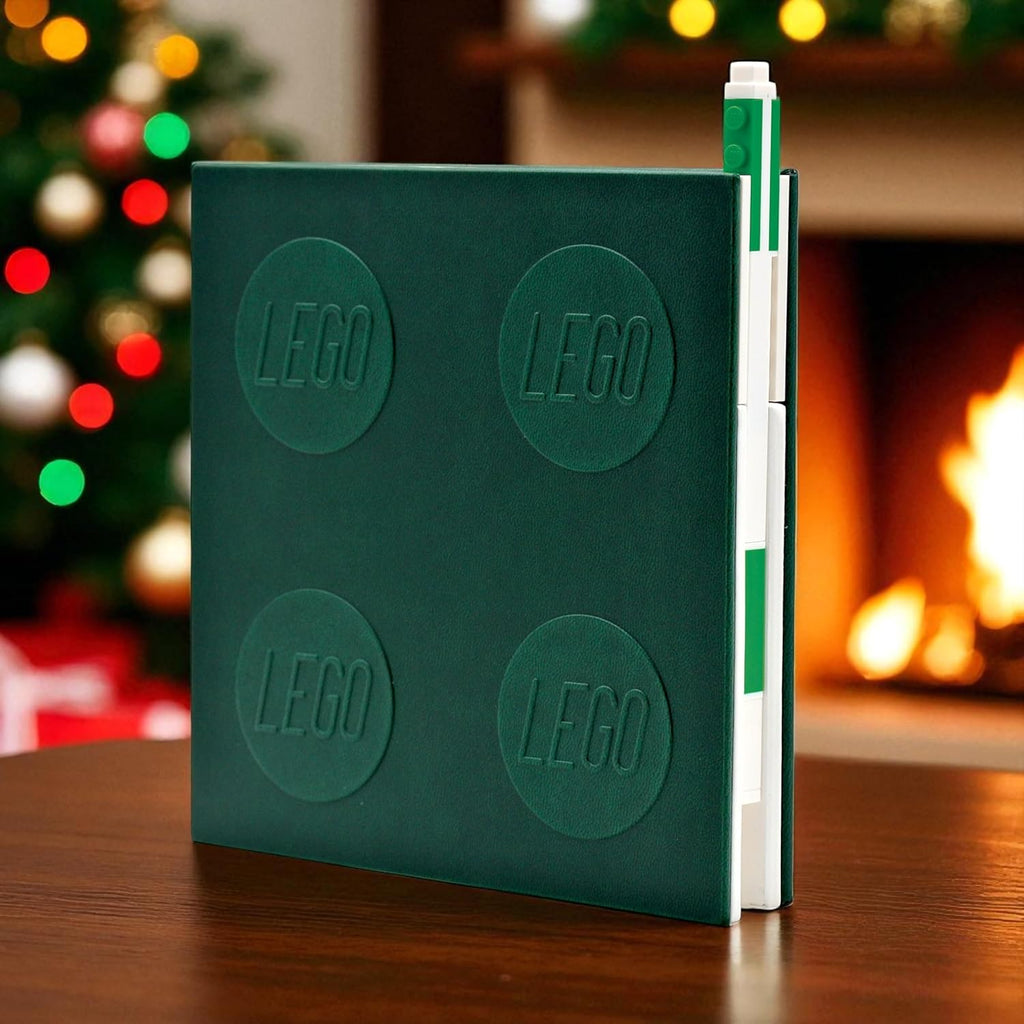 Carnet Carré Vert à Fermeture avec Stylo Gel LEGO