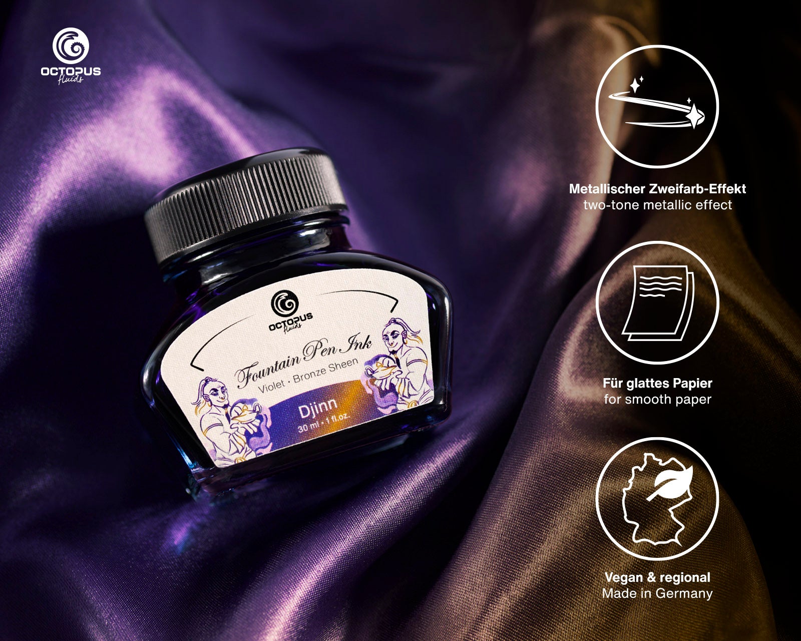 Encre Brillante pour Stylo Plume Djinn 30ml Octopus