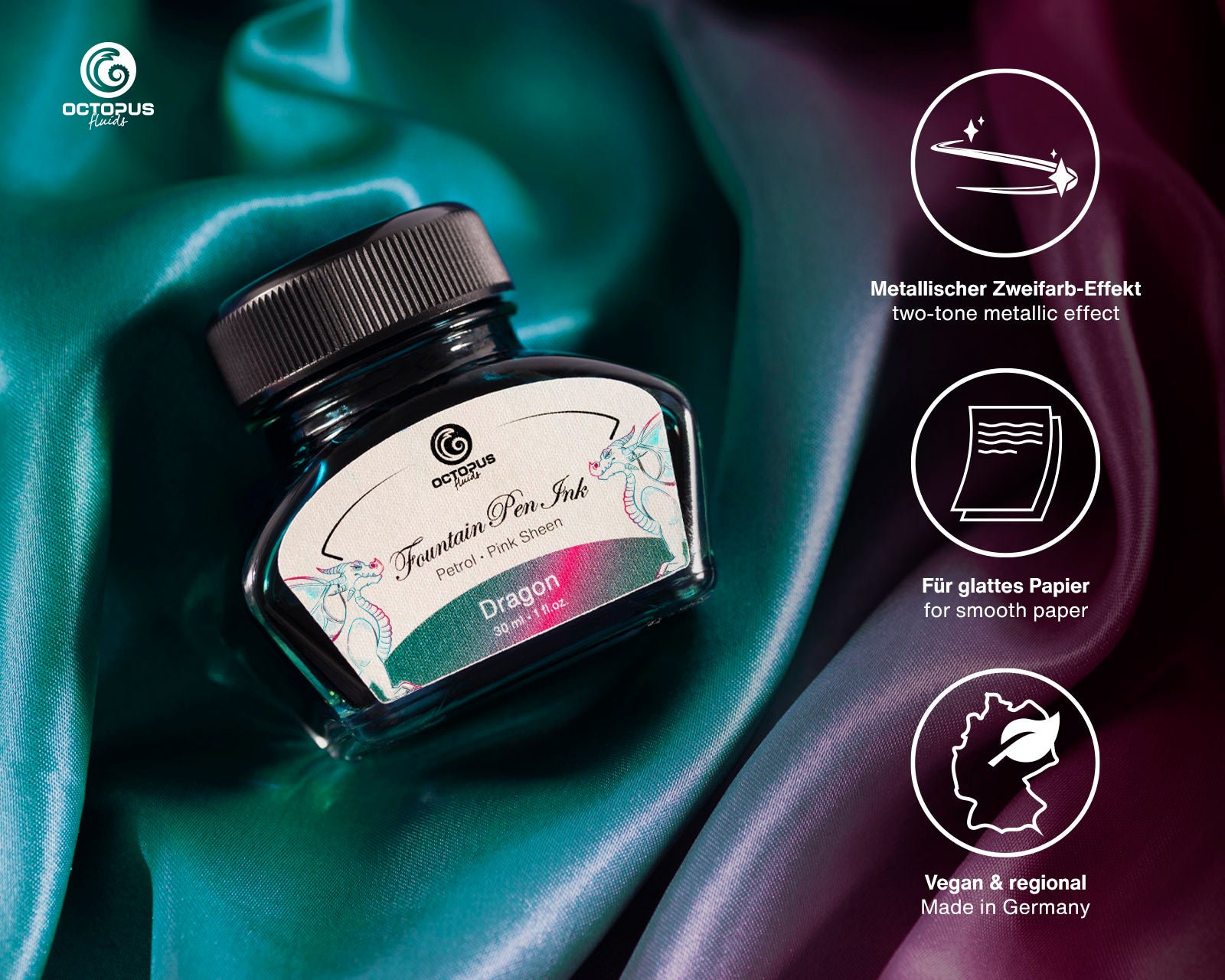 Encre Brillante pour Stylo Plume Dragon 30ml Octopus