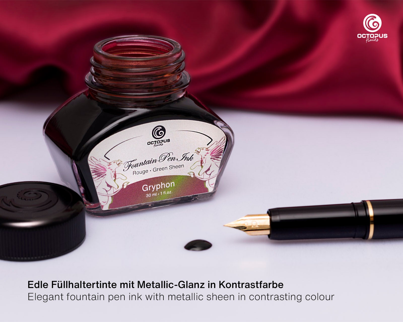 Encre Brillante pour Stylo Plume Gryphon 30ml Octopus