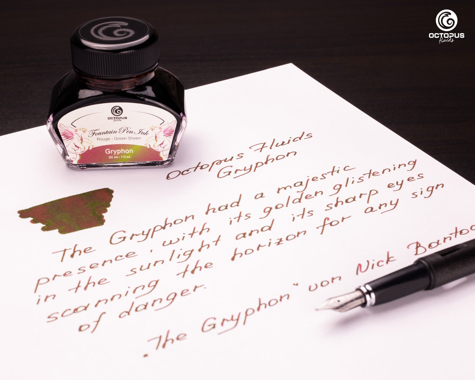 Encre Brillante pour Stylo Plume Gryphon 30ml Octopus