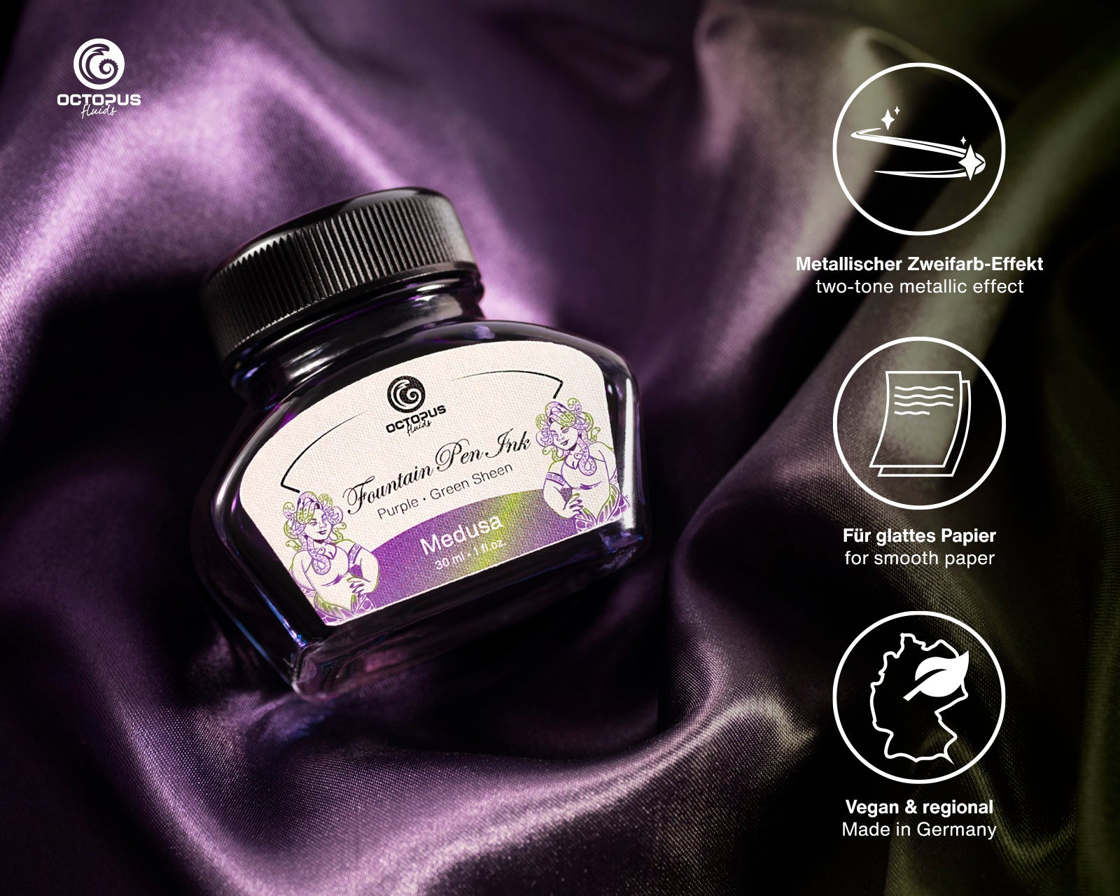 Encre Brillante pour Stylo Plume Medusa 30ml Octopus