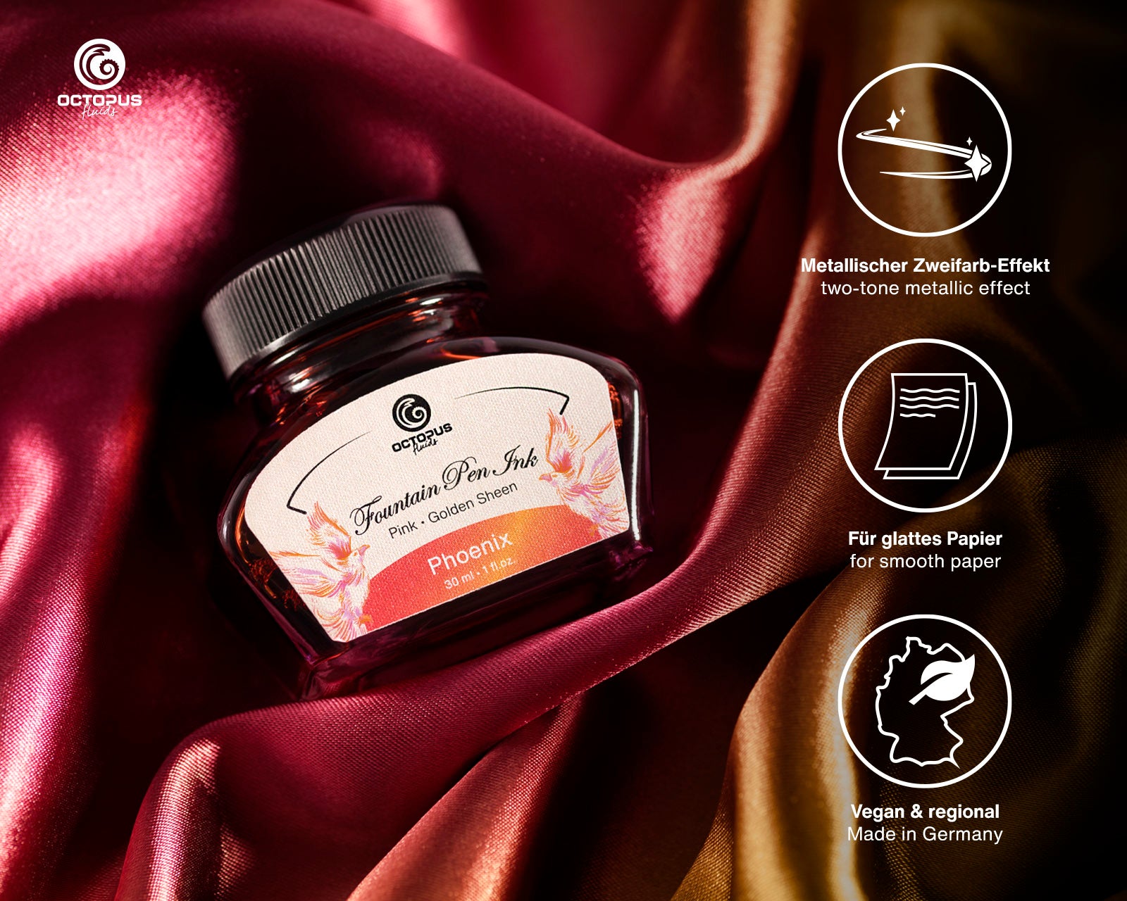 Encre Brillante pour Stylo Plume Phoenix 30ml Octopus