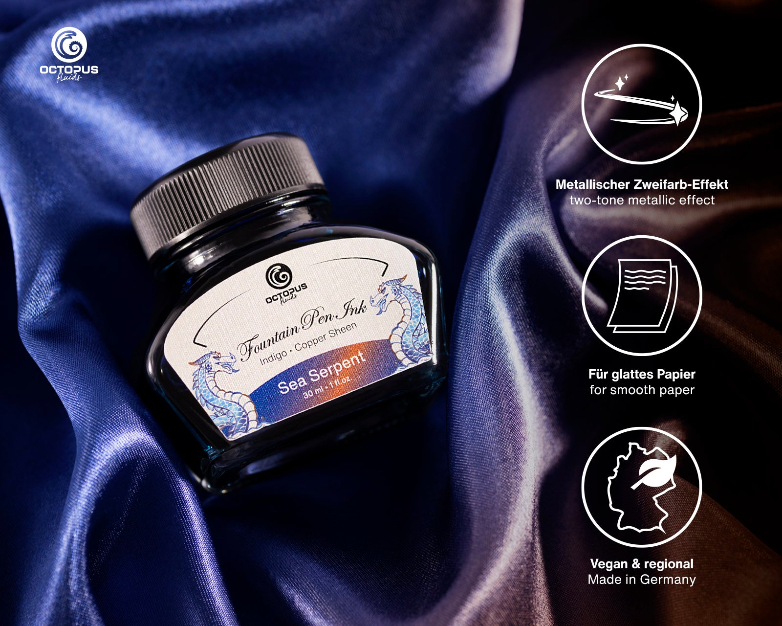 Encre Brillante pour Stylo Plume Sea Serpent 30ml Octopus
