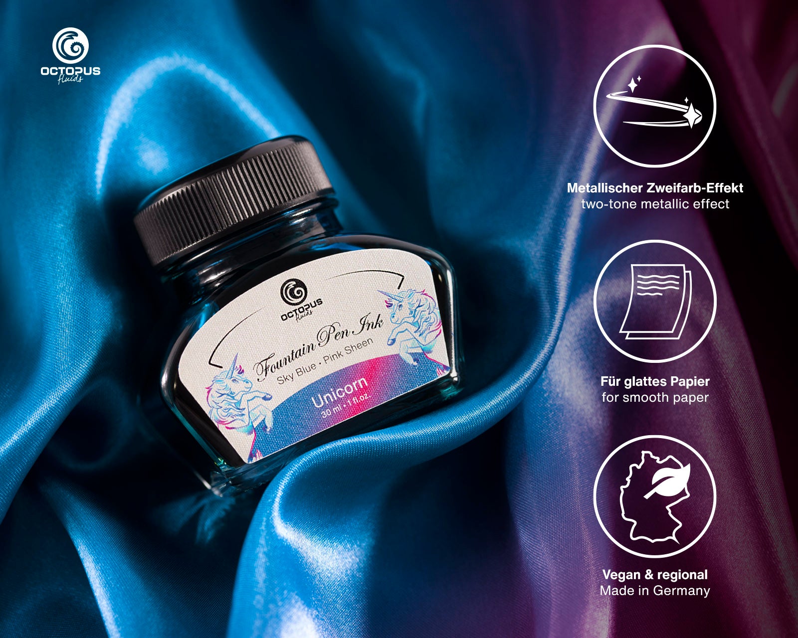 Encre Brillante pour Stylo Plume Unicorn 30ml Octopus