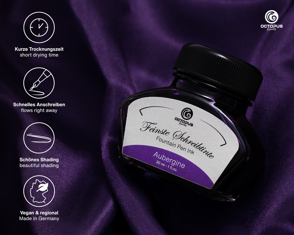 Encre Classique pour Stylo Plume Aubergine 30ml Octopus