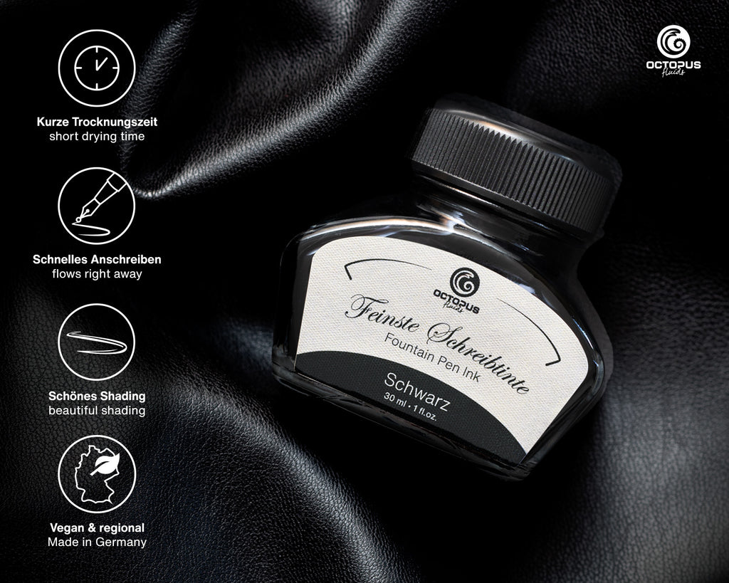 Encre Classique pour Stylo Plume Black 30ml Octopus