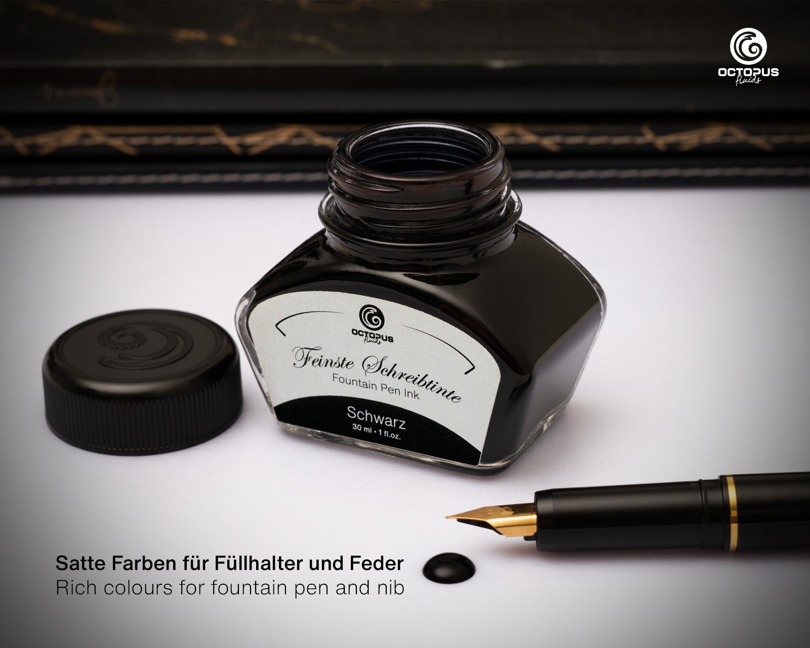 Encre Classique pour Stylo Plume Black 30ml Octopus