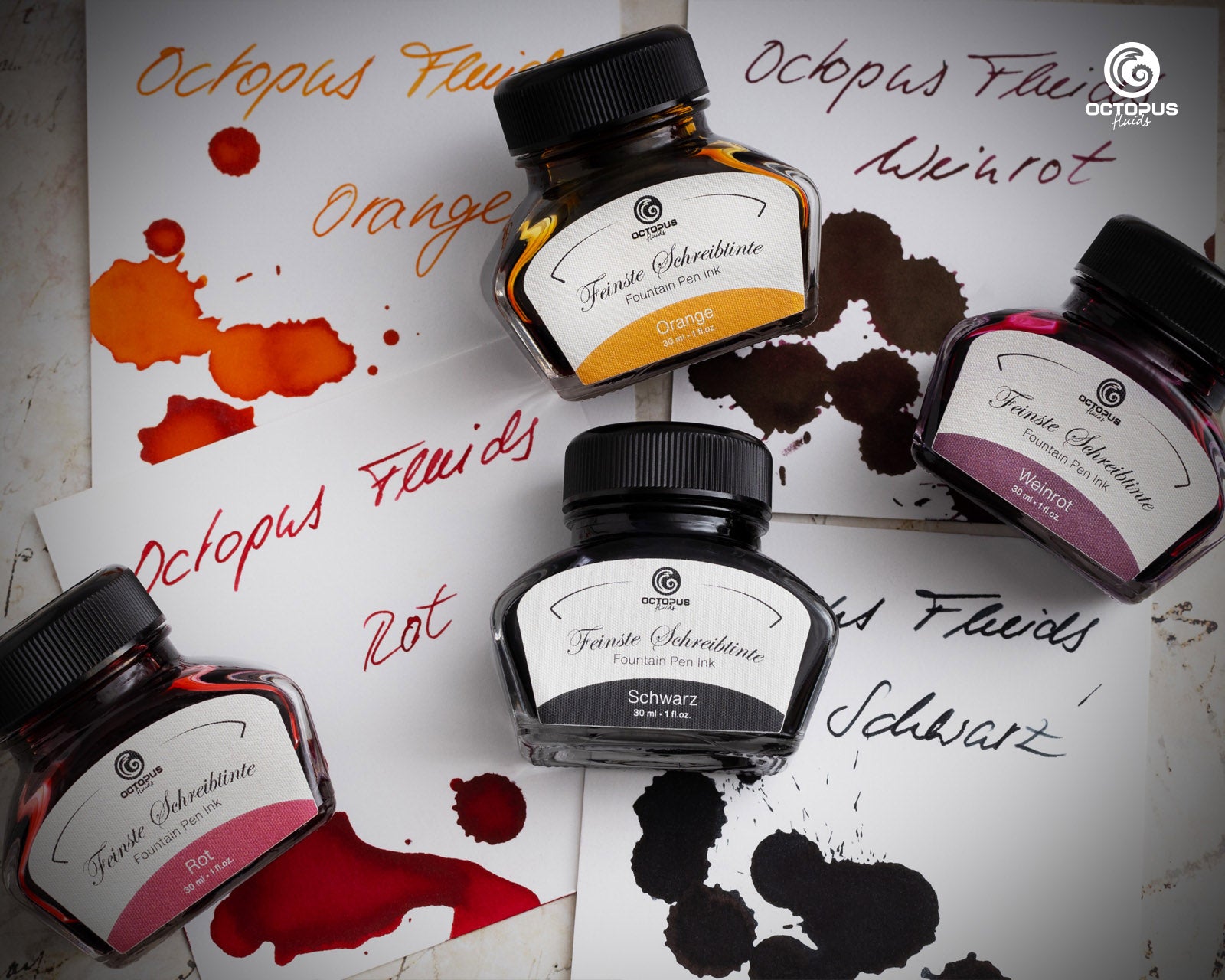 Encre Classique pour Stylo Plume Black 30ml Octopus