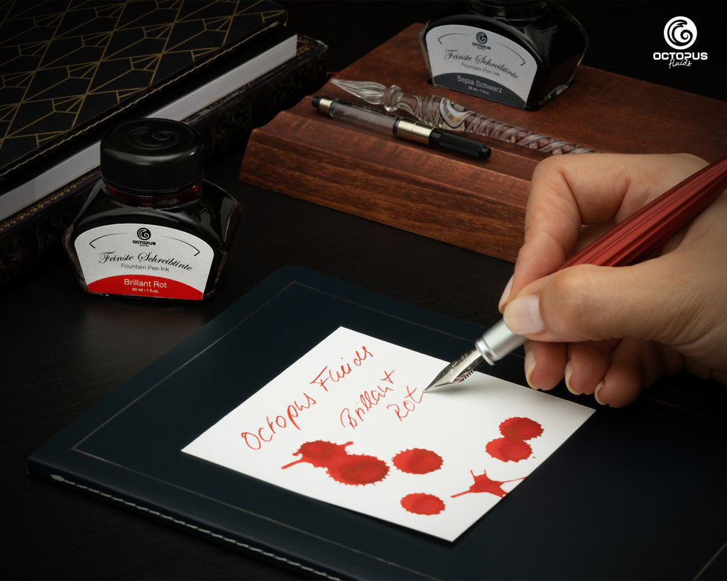 Encre Classique pour Stylo Plume Brillant Red 30ml Octopus