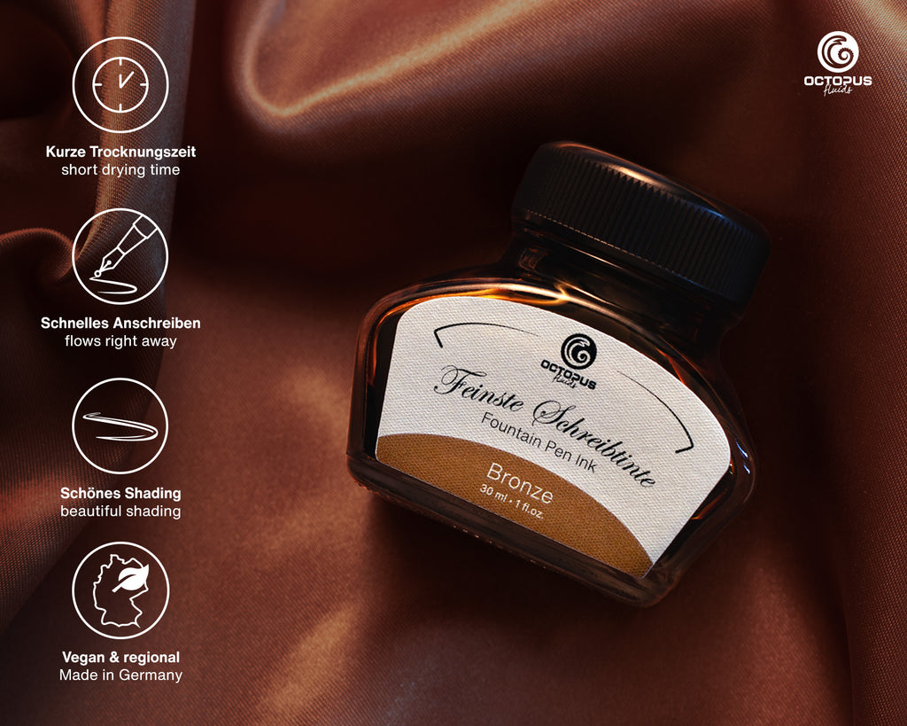 Encre Classique pour Stylo Plume Bronze 30ml Octopus