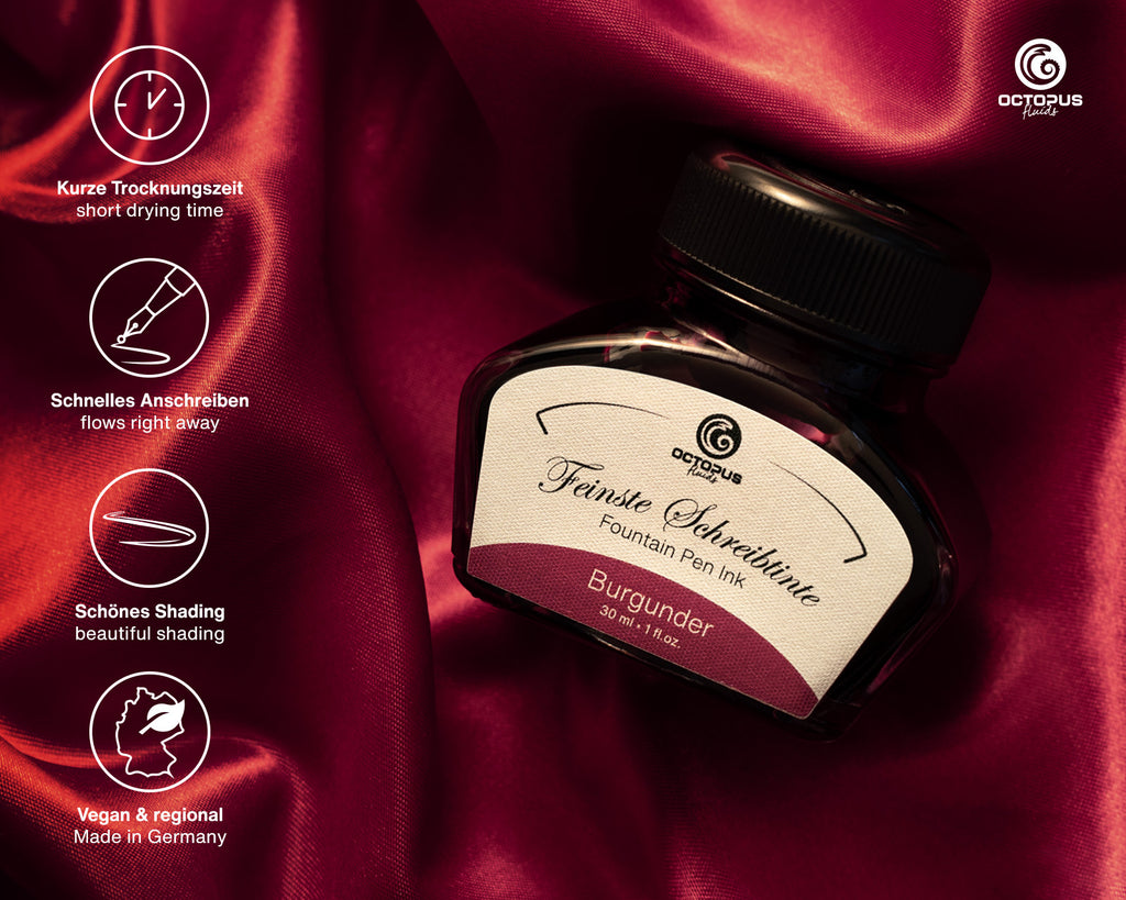 Encre Classique pour Stylo Plume Burgundy 30ml Octopus