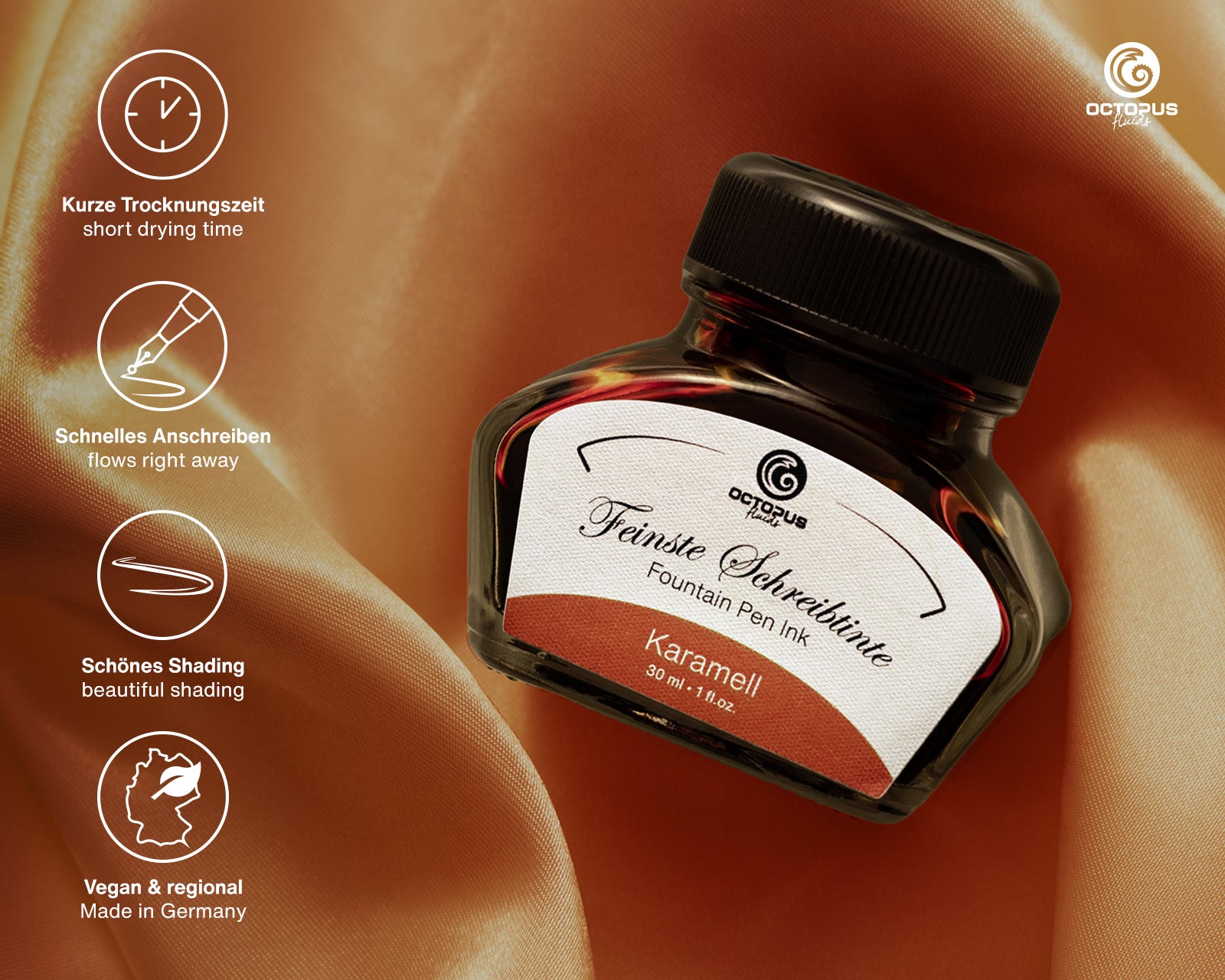 Encre Classique pour Stylo Plume Caramel 30ml Octopus