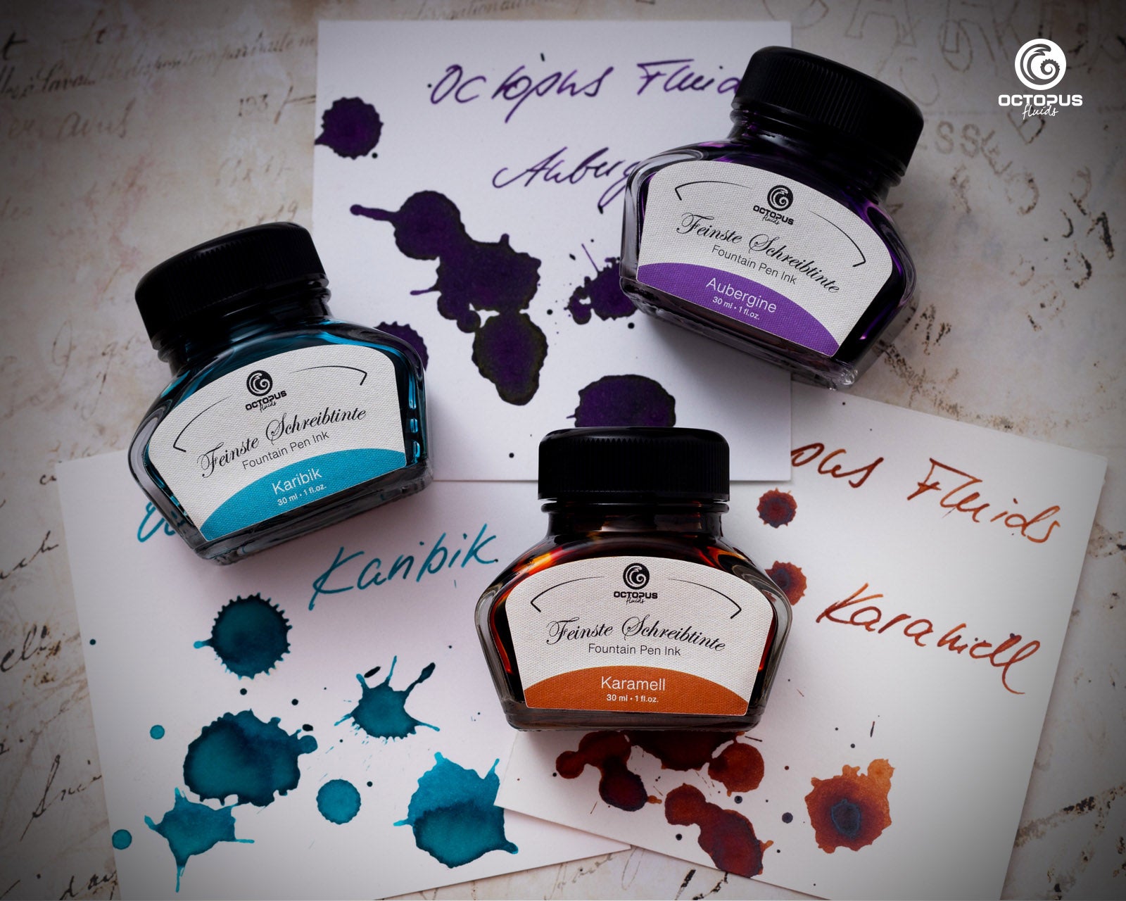Encre Classique pour Stylo Plume Caramel 30ml Octopus