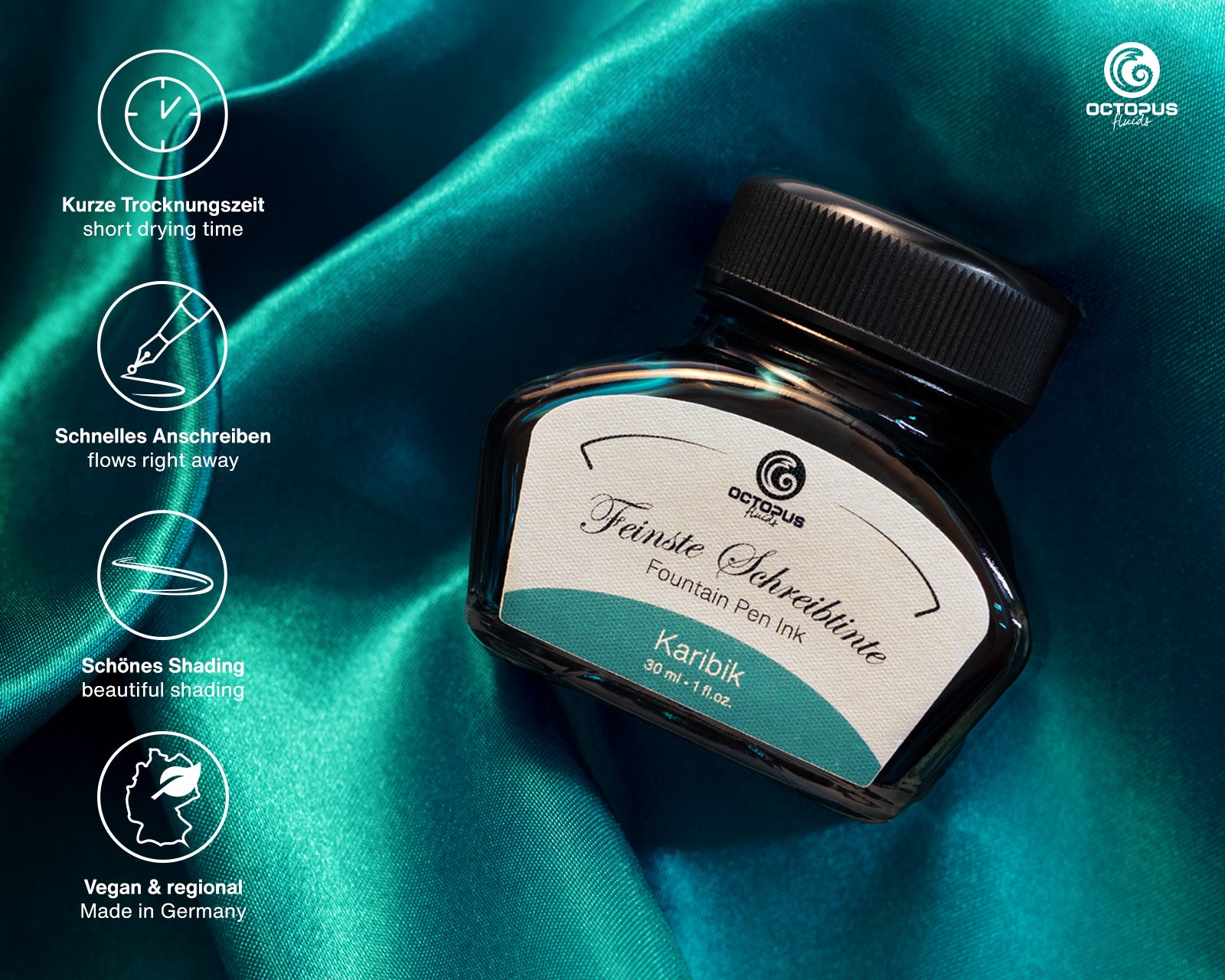 Encre Classique pour Stylo Plume Caribbean 30ml Octopus
