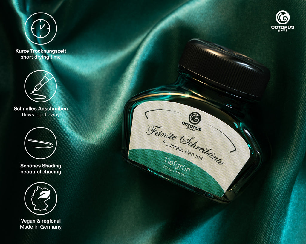 Encre Classique pour Stylo Plume Deep Green 30ml Octopus